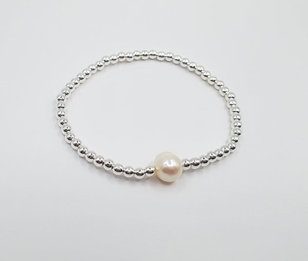 3MM Bead Bracelet - Single Freshwater pearl