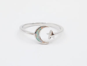 Opal Moon & Star Ring