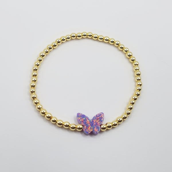 3MM Bead Bracelet - Opal Butterfly