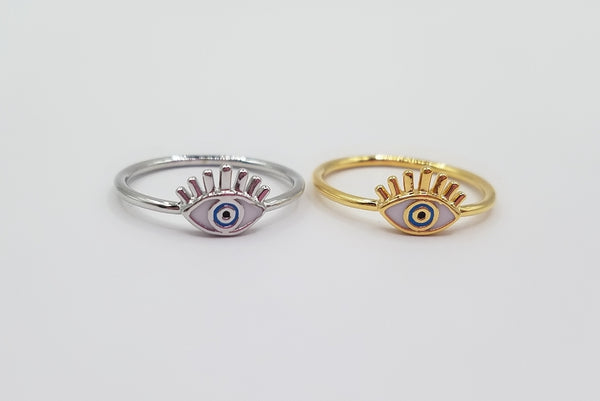 Enamel Eyelash Evil Eye Ring