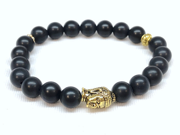 8MM Gemstone Bracelet - Metal Buddha