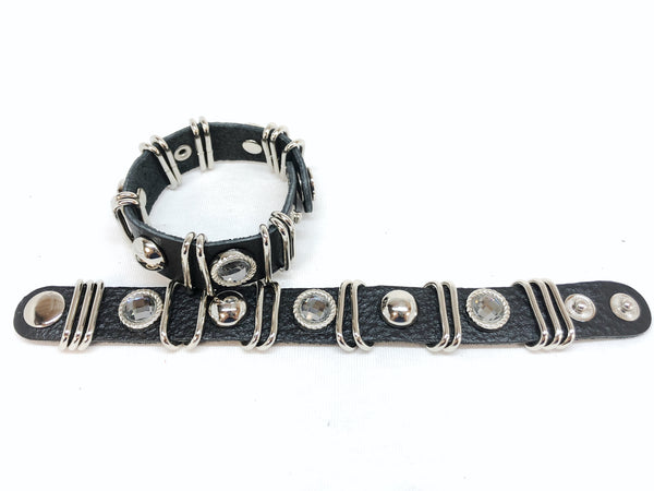 Three Stone Leather Bracelet