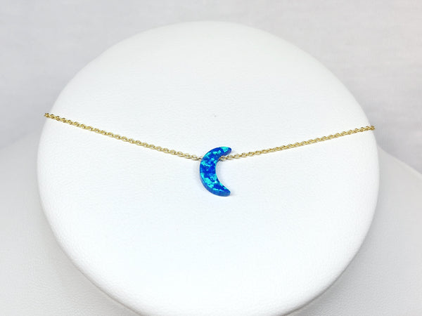 Opal Crescant Moon Necklace