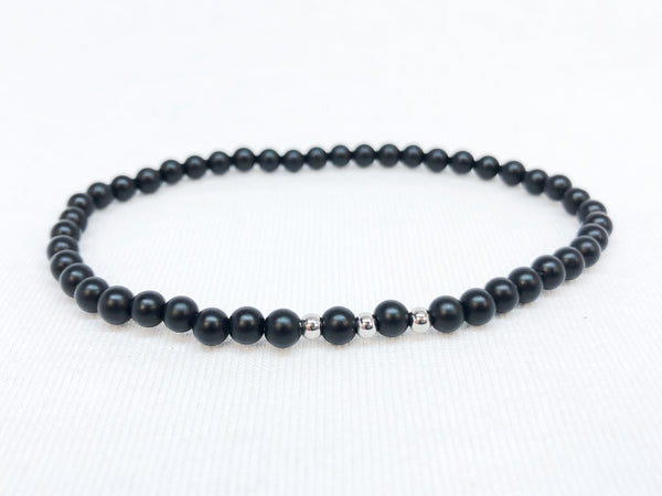 4MM Gemstone Bracelet - Stainless Beads (Men's Size)