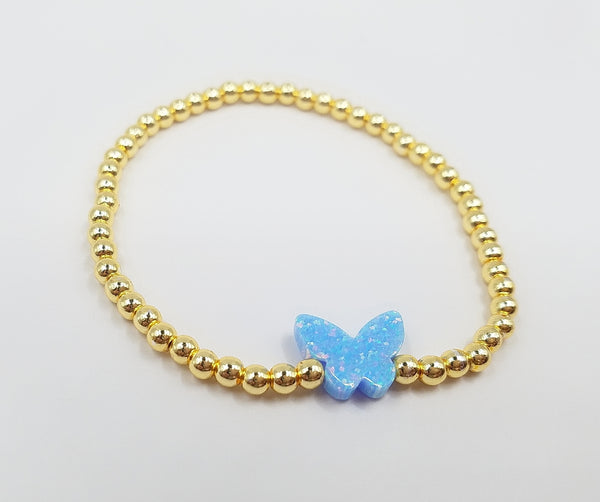 3MM Bead Bracelet - Opal Butterfly