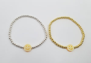 3MM Bead Bracelet - Opal Smiley Face